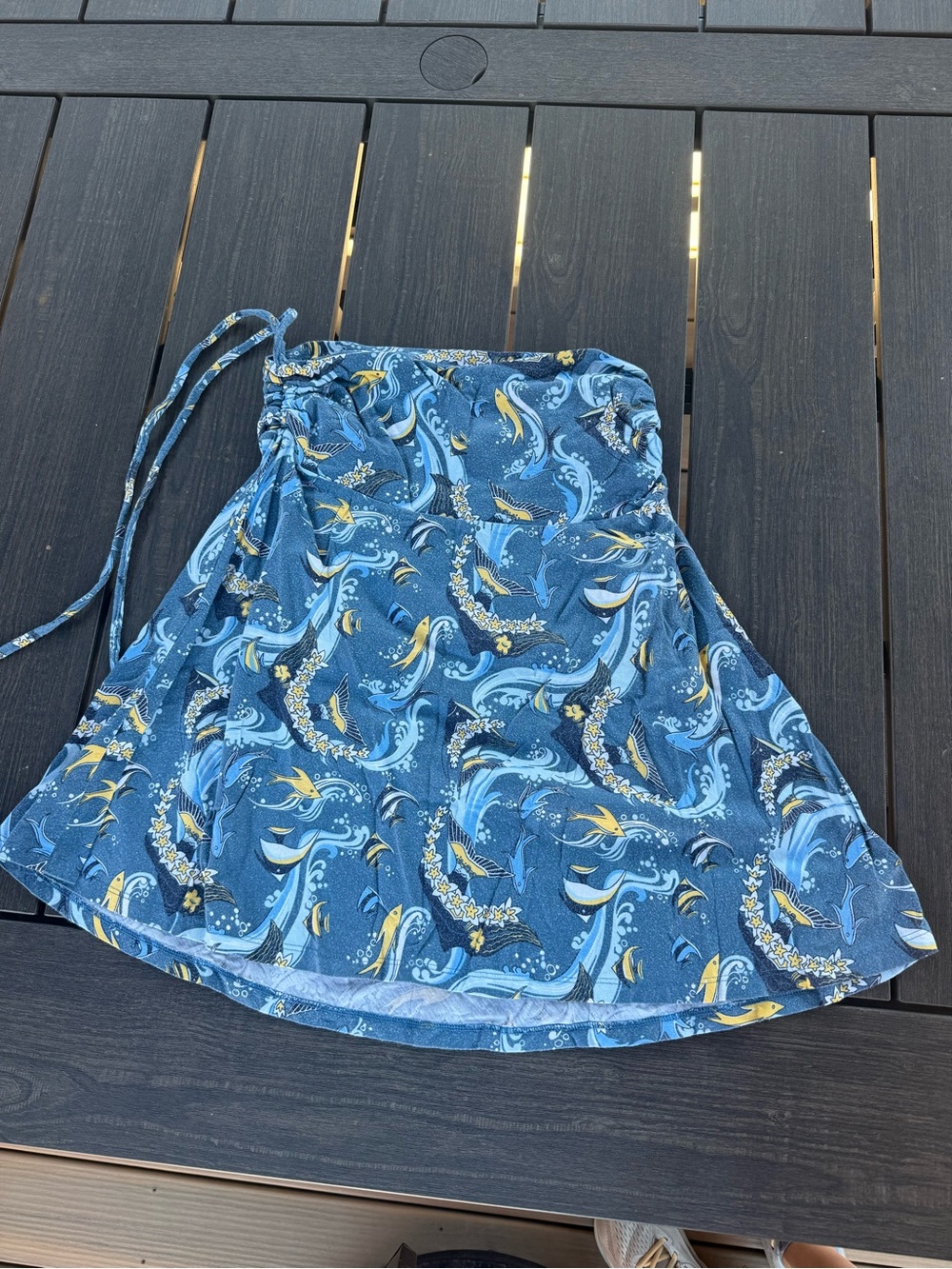 Patagonia Blue and Yellow Patterned Skater Skirt